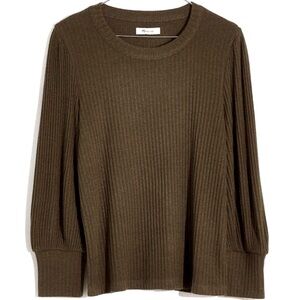 Madewell Brushed Rib Pleat-Sleeve Top